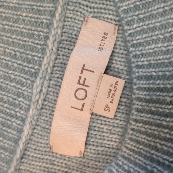 Loft Cable and Popcorn Stitch Raglan Sleeve Crewneck Teal Sweater SP - Picture 4 of 9